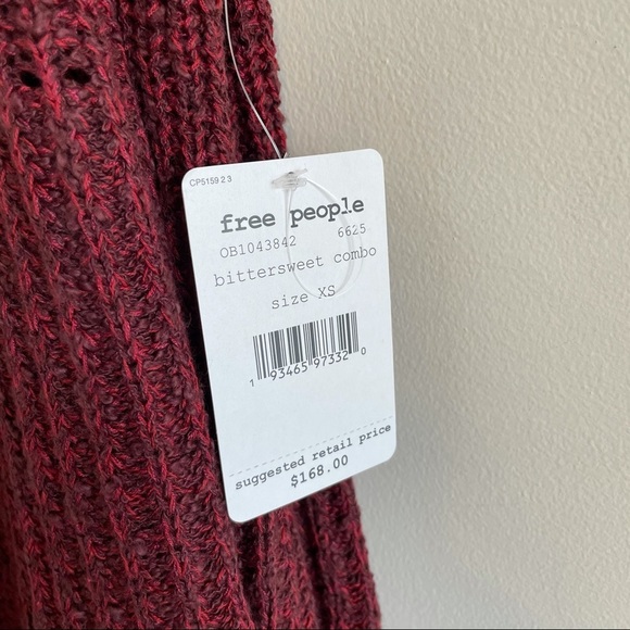 NWT Free People Waterfall Ruffle Sweater Dress Red - Picture 8 of 8